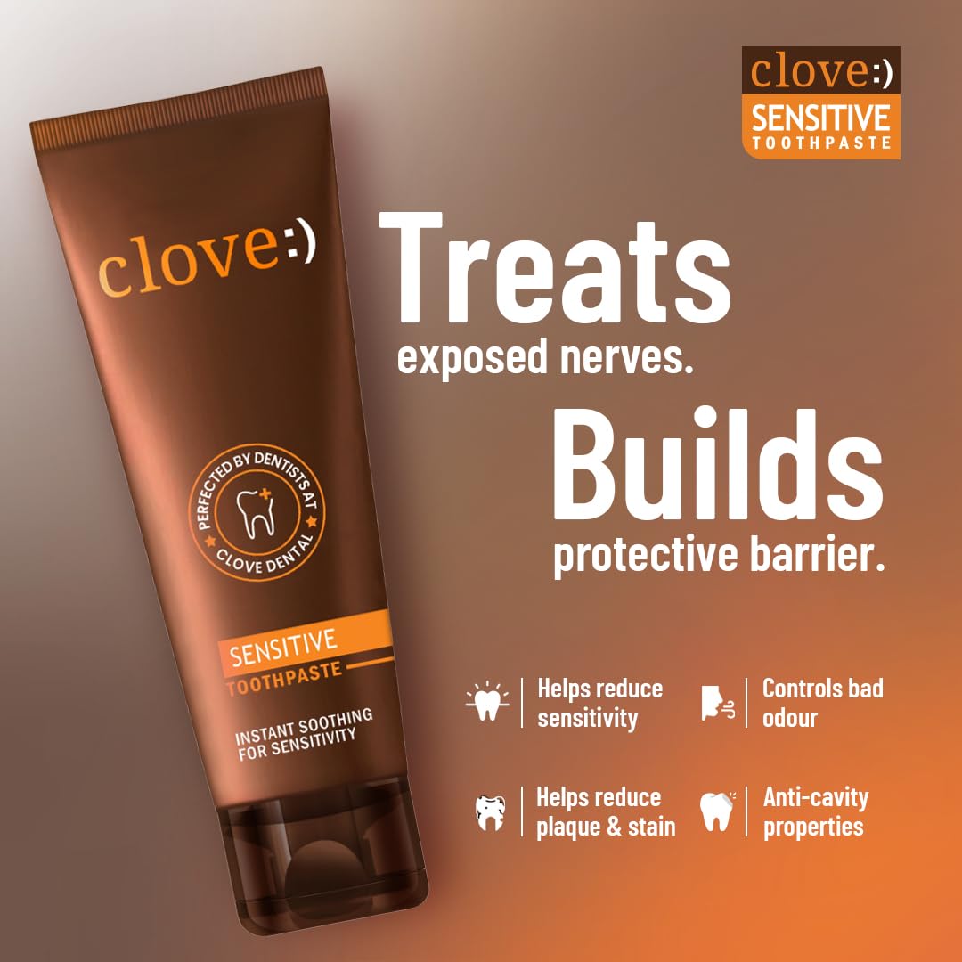 Clove Sensitive Toothpaste | reduce Senstivity | Dual Action toothpaste For Sensitivty & Bad Breath | Strengthens Enamel | Triclosan Free | Paraben Free | Peroxide free | Mint, Pack of 1 (100g)