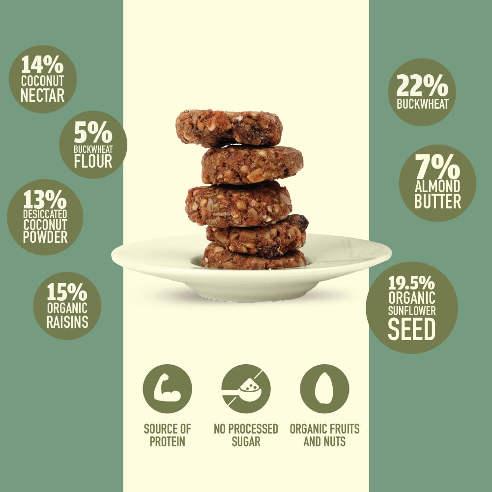 Nourish Organics Almond Buckwheat Cookies, 120gm Pack High in Protein | Vegan | Gluten-Free | No Refined Sugar | Clean Label