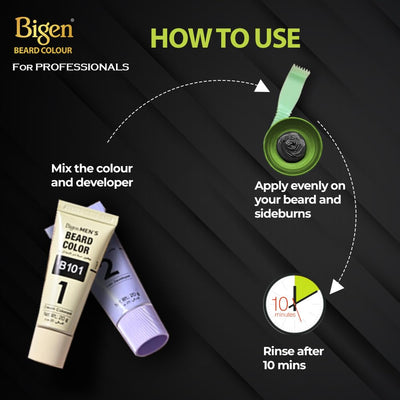 Bigen Proffesional Beard colour B101 Natural Black| Leaves no Stains, 40g+40g