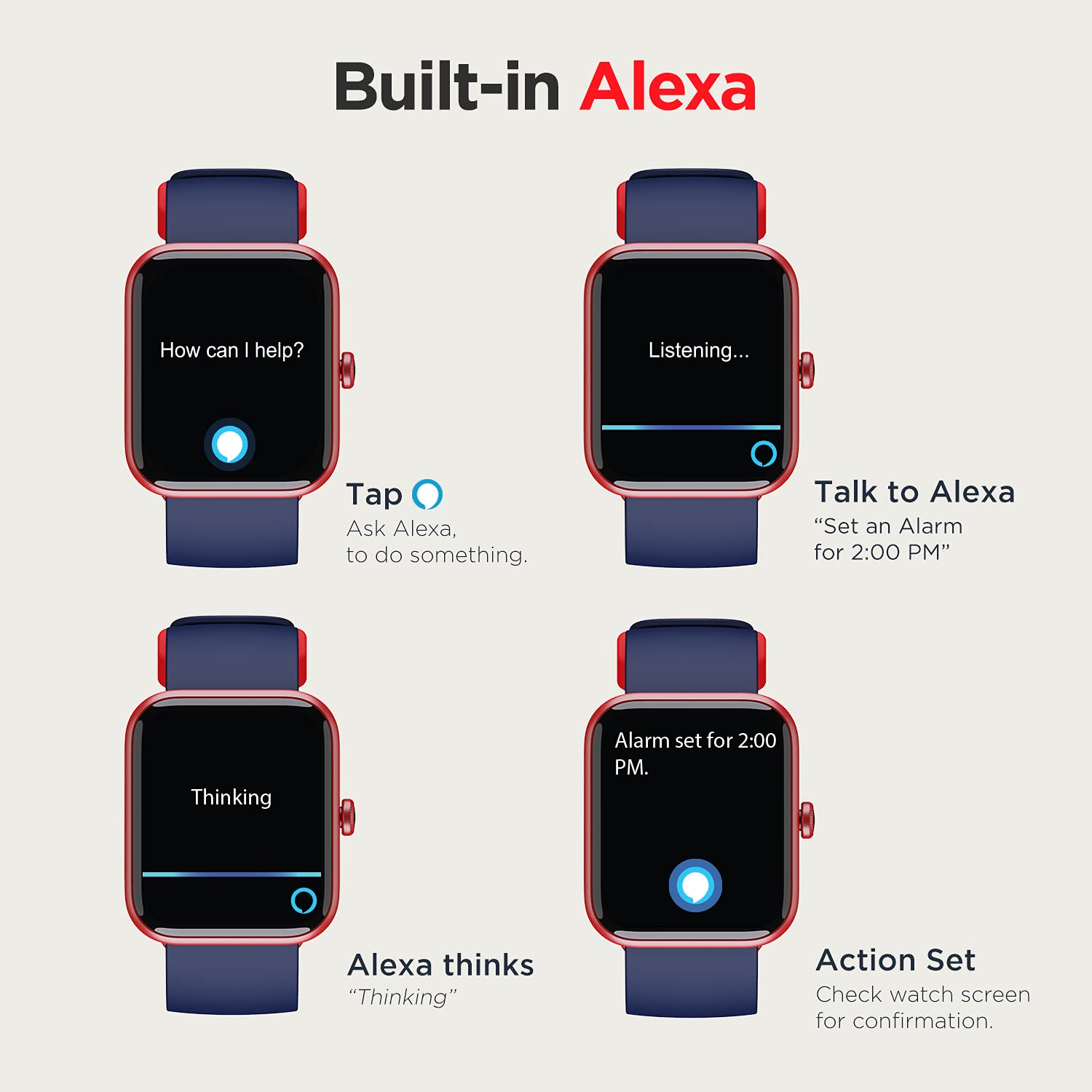 boAt Xtend Smart Watch with Alexa Built-in, 1.69” HD Display, Multiple Watch Faces, Stress Monitor, HR & SpO2 Monitoring, 14 Sports Modes, Sleep Monitor, 5 ATM & 7 Days Battery Life(Deep Blue)