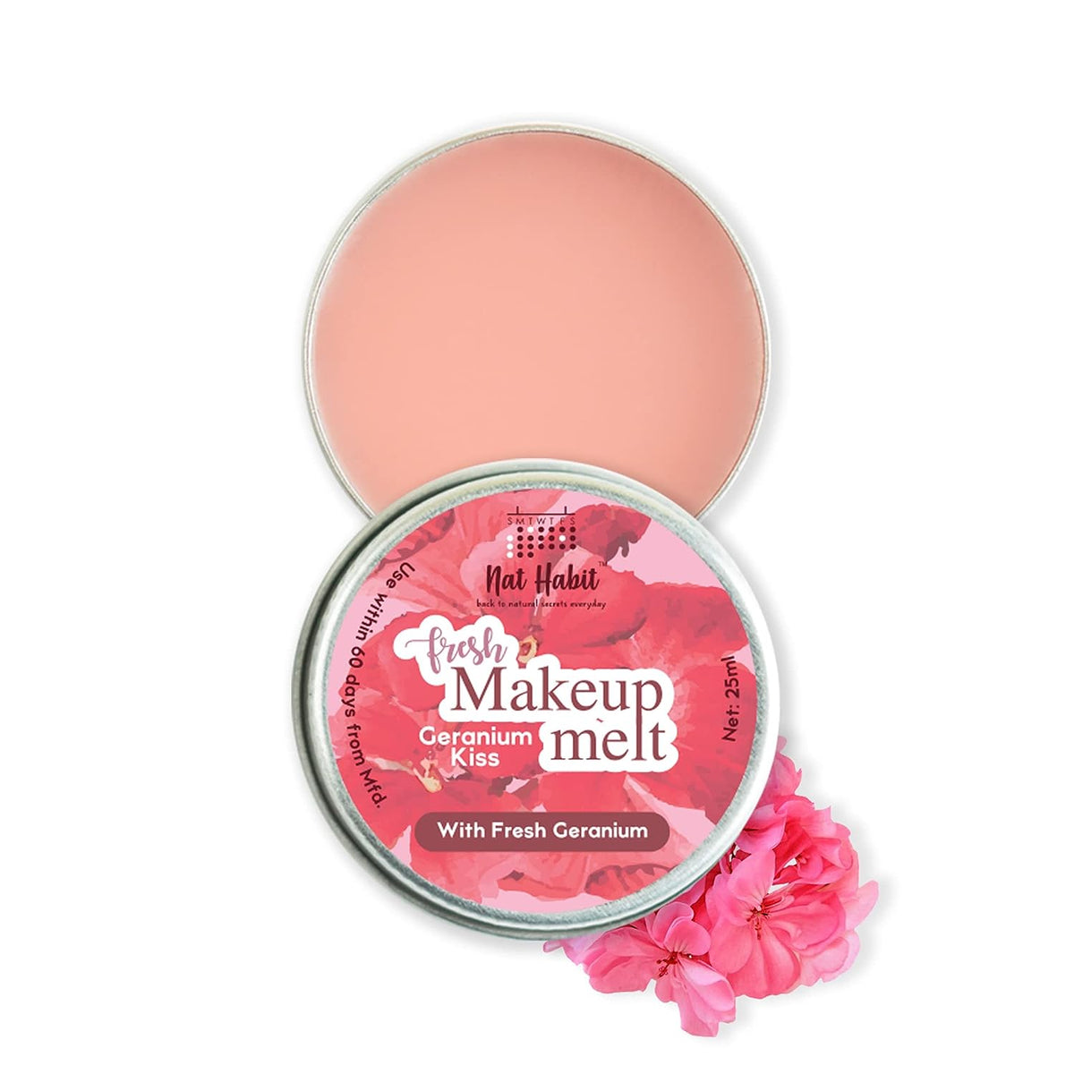8x Nat Habit - Back To Natural Secrets Everyday Fresh Geranium Kiss Makeup Melt - 25ml - Pack of 8