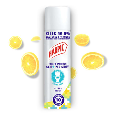 Harpic 50 ml - Citrus Fresh, Toilet Seat Sanitizer Spray | Disinfects Toilet Seat Covers, Tap and Doorknob | Kills 99.9% Germs