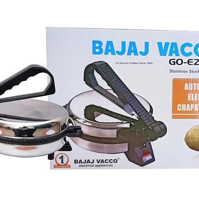 BAJAJ VACCO New Go-Ezzee Chapati/Roti/Khakhra Maker, Mc-02 - Marble (Spatter) Nonstick Coating Wattage 900 Watts, Stainless Steel