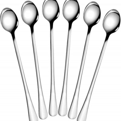 Appeasy Set of 4 Pcs Long Handle Spoons, Food Grade Stainless Steel, Long Handle Spoon for Ice Cream, iced Coffee, iced Tea, Milkshake, Tea and Other Desserts - Size - 20 cm