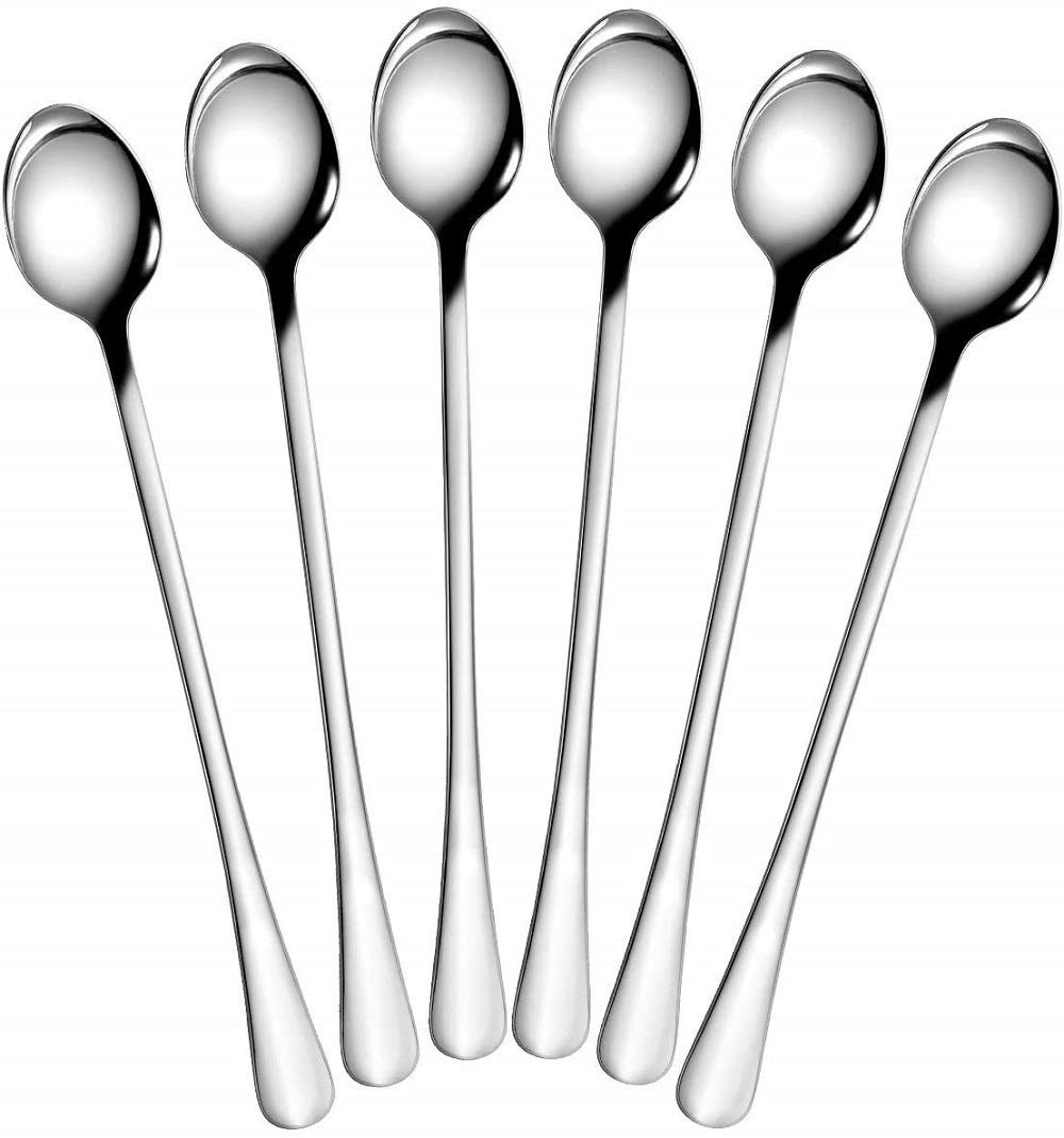 Appeasy Set of 4 Pcs Long Handle Spoons, Food Grade Stainless Steel, Long Handle Spoon for Ice Cream, iced Coffee, iced Tea, Milkshake, Tea and Other Desserts - Size - 20 cm