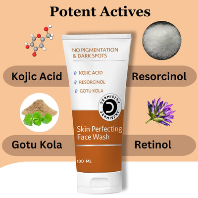 Dermistry 1% Kojic Acid Instant Pigmentation D De Tan Dark Spots Removal Skin Lightening Brightening Glowing Fairness Face Wash For Men Women - 100ml