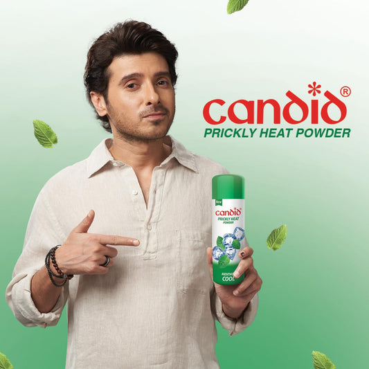 Candid Prickly Heat Powder | Relief from Rashes & Prickly Heat | Neem & Menthol Cooling | Soothing Relief from Itching & Burning | Sweat Absorption | Controls Bacterial Growth | 120g