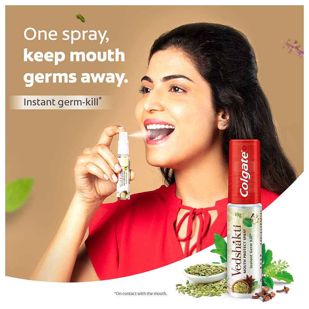 3x Colgate Vedshakti Mouth Protect Spray - Pack of 3 - (10gm each)
