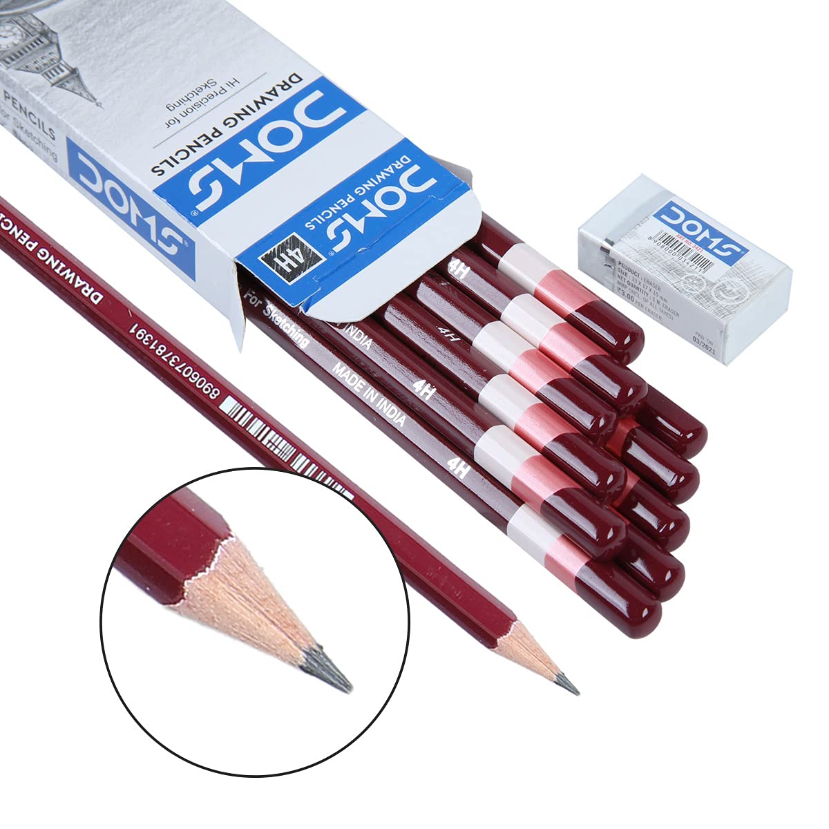 Doms Drawing & Sketching 4H Graphite Pencil (Pack of 10 x 8 Set) (DM8269P8)