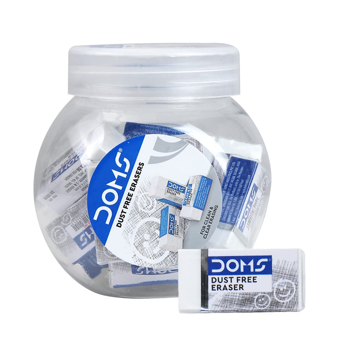 Doms Non-Toxic Dust Free Erasers Jar Pack Set