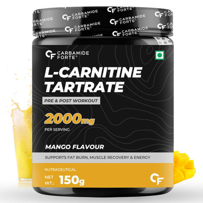 Carbamide Forte L Carnitine Powder for Men & Women | L-Carnitine L Tartrate 2000mg Supplement For Women & Men | L Carnitine Powder Pre Workout, Intra Workout & Post Workout Supplement | L Carnitine Supplement Mango Flavour - 150g