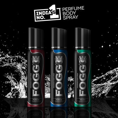 4x Fogg Rush No Gas Deodorant for Men, Long-Lasting Perfume Body Spray, 150 ml each - Pack of 4