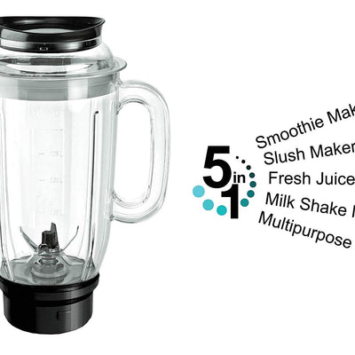 Cello Grind-N-Mix Elite Mixer Grinder, 500 Watts, 3 Stainless Steel Jar and 1 Juicer Jar, Blue and White