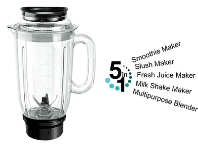 Cello Grind-N-Mix Elite Mixer Grinder, 500 Watts, 3 Stainless Steel Jar and 1 Juicer Jar, Blue and White