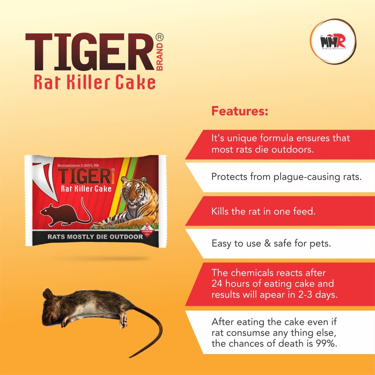 MMR Making Marvelous Home Biscuit Rat Killer Rodent Control Cake (25gm, 12 piece) - Green