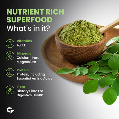 Carbamide Forte 100% Organic Moringa Powder - Moringa Oleifera - USDA Certified | Moringa Leaves Powder | Moringa Powder Organic for Immunity, Digestion & Energy | Drumstick Leaves Powder - 200g