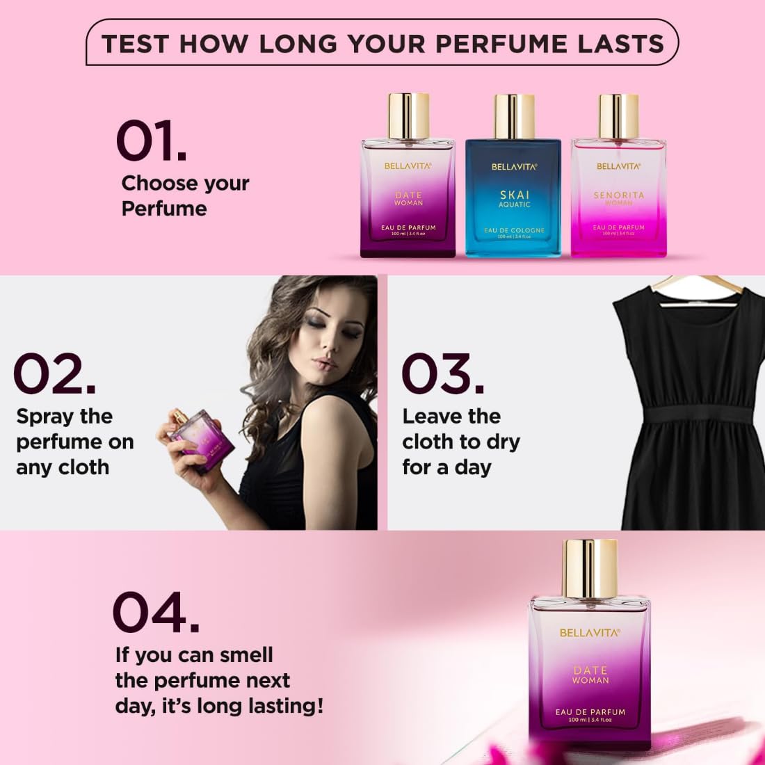 Bella Vita Luxury Date Woman Eau De Parfum Perfume with Pink Pepper, Jasmine & Vanilla|Premium, Long Lasting Floral & Fruity Fragrance for Women 100ML
