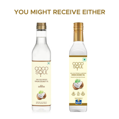 Coco Soul Cold Pressed Unrefined Virgin Coconut Oil | 60% MCT | Multipurpose Usage | Daily Cooking| Keto Friendly | Naturally Cholesterol Free | A1 grade real coconut | From Makers of Parachute 500 ml