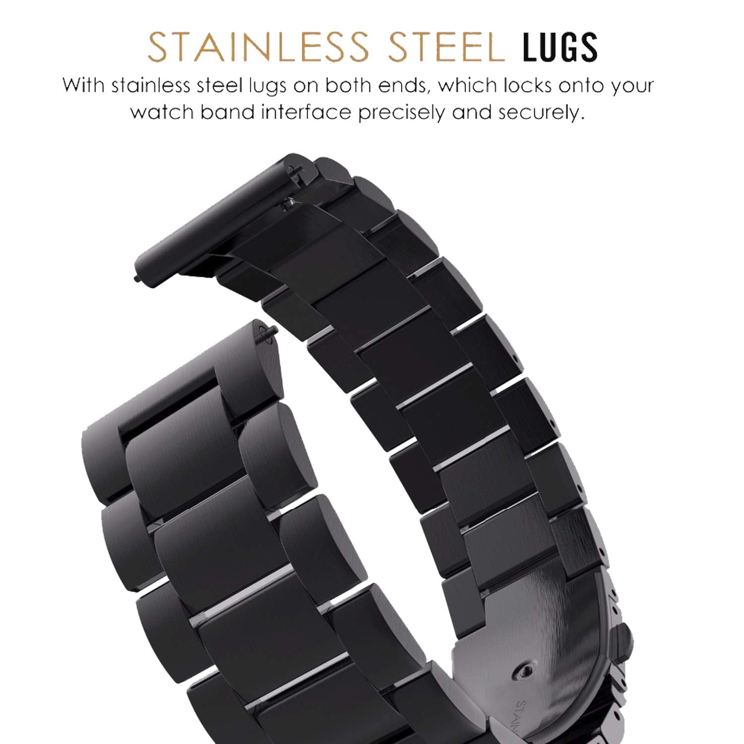 ACM Watch Strap Stainless Steel Metal 22mm compatible with Fire Boltt Invincible Bsw020 / Invincible Plus Bsw097 / Fire Boltt Talk Bsw004 Smartwatch Belt Royal Black