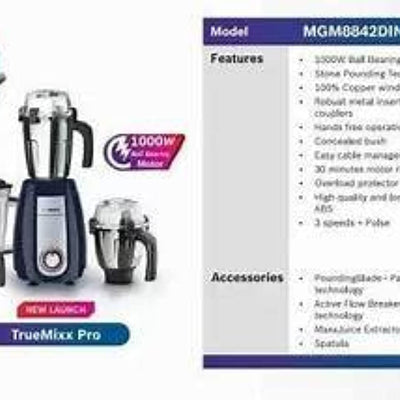 Bosch TrueMixx Pro Mixer Grinder MGM8842DIN 1000 W 4 Jars, Dark Blue