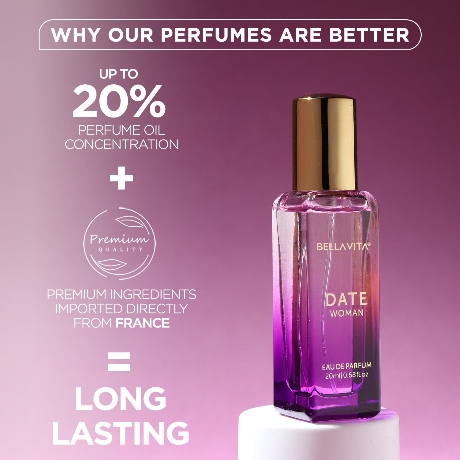 Bella Vita Luxury Women Skai Aquatic & Date Liquid Perfume Combo With Bergamot, Pink Pepper|Long Lasting Edc, Edp Fragrance Fresh, Floral Scent Pack Of 2, 20 Ml Each