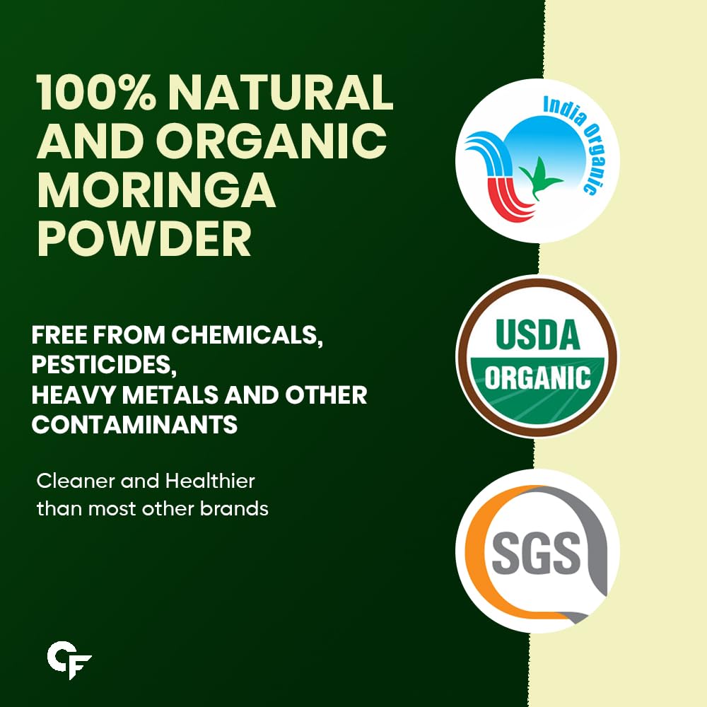 Carbamide Forte 100% Organic Moringa Powder - Moringa Oleifera - USDA Certified | Moringa Leaves Powder | Moringa Powder Organic for Immunity, Digestion & Energy | Drumstick Leaves Powder - 200g