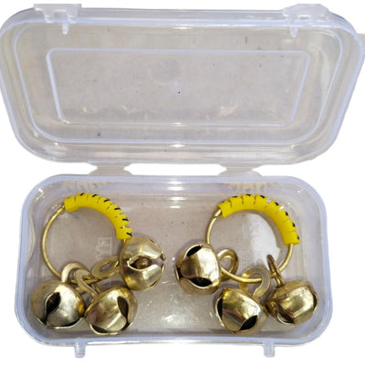 (Big Size, High Sound) Classy Looks Ghungroo Bells Finger Clapping Ring Yellow Kadi (Non Brass) Home Temple Pooja Aarti Bhajan Ganapati Ganesh Navratri Festivals Musical Gifting Goddess Chiming (2)