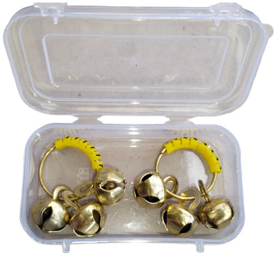 (Big Size, High Sound) Classy Looks Ghungroo Bells Finger Clapping Ring Yellow Kadi (Non Brass) Home Temple Pooja Aarti Bhajan Ganapati Ganesh Navratri Festivals Musical Gifting Goddess Chiming (2)