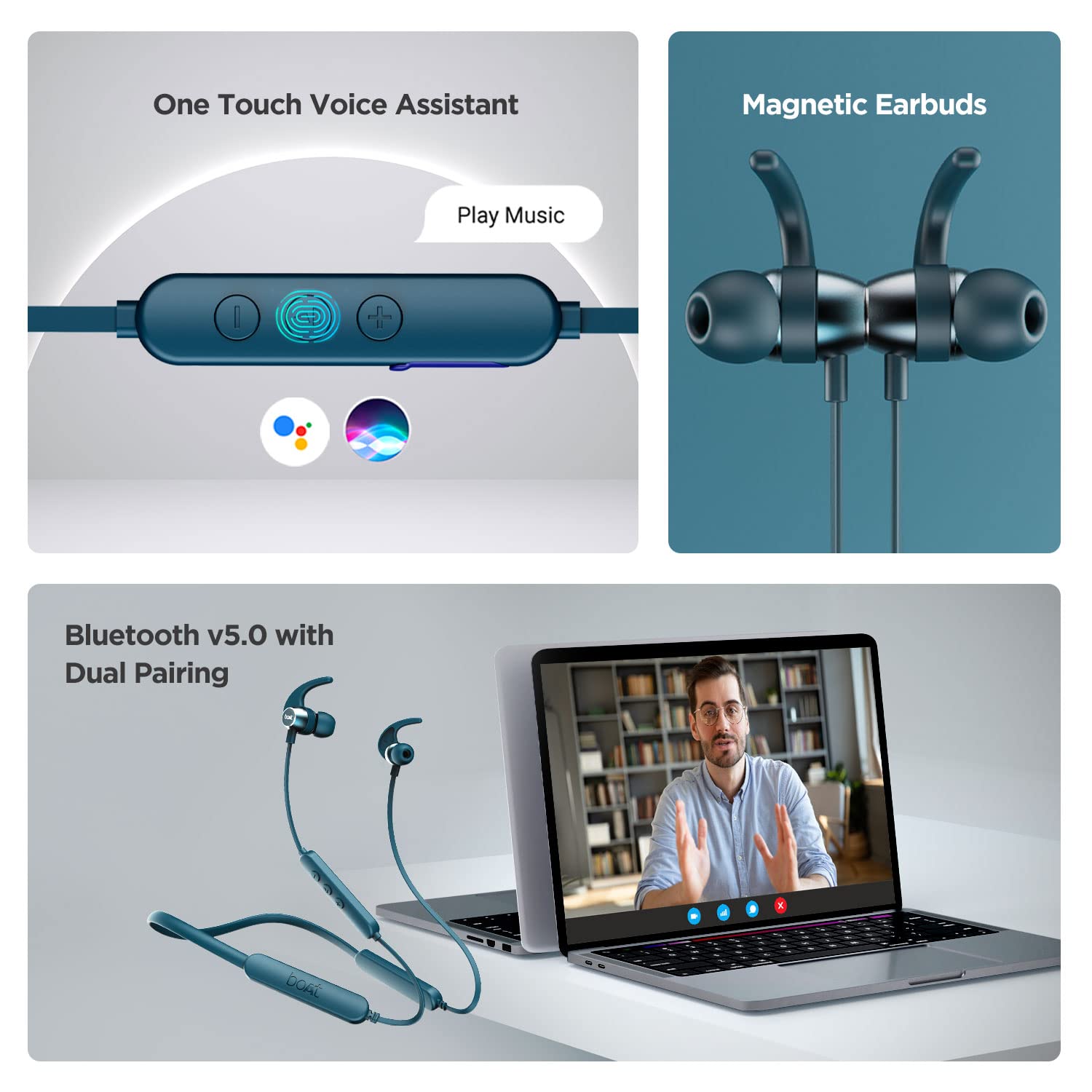 boAt Rockerz 255 Pro+ Bluetooth Neckband with Upto 60 Hours Playback, ASAP Charge, IPX7, Dual Pairing and Bluetooth v5.2(Teal Green)