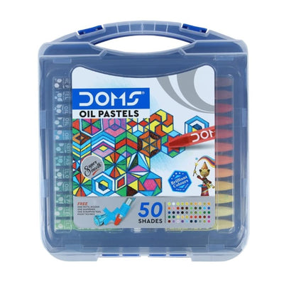 DOMS Non-Toxic Hexagonal Jumbo Oil Pastel Set in Plastic Carry Case (50 Assorted Shades x 1 Set)