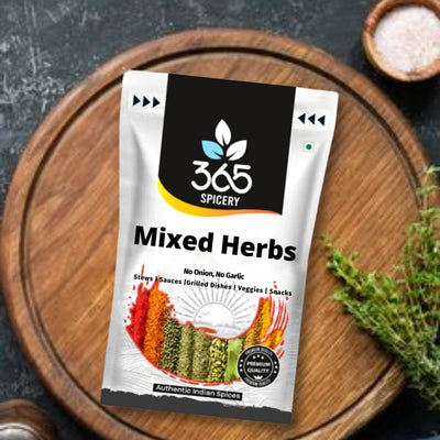 365 SPICERY JAIN Mixed Herbs | Premium Blend of Rosemary, Thyme, Oregano, and Basil - 100 gm