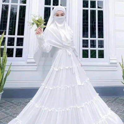 BURAQUE DESIGNER Nida fabric Free Size Muslim Burqa/Abaya & Burkha Dress for Muslim women and Girl's (M02-White-Burkha)