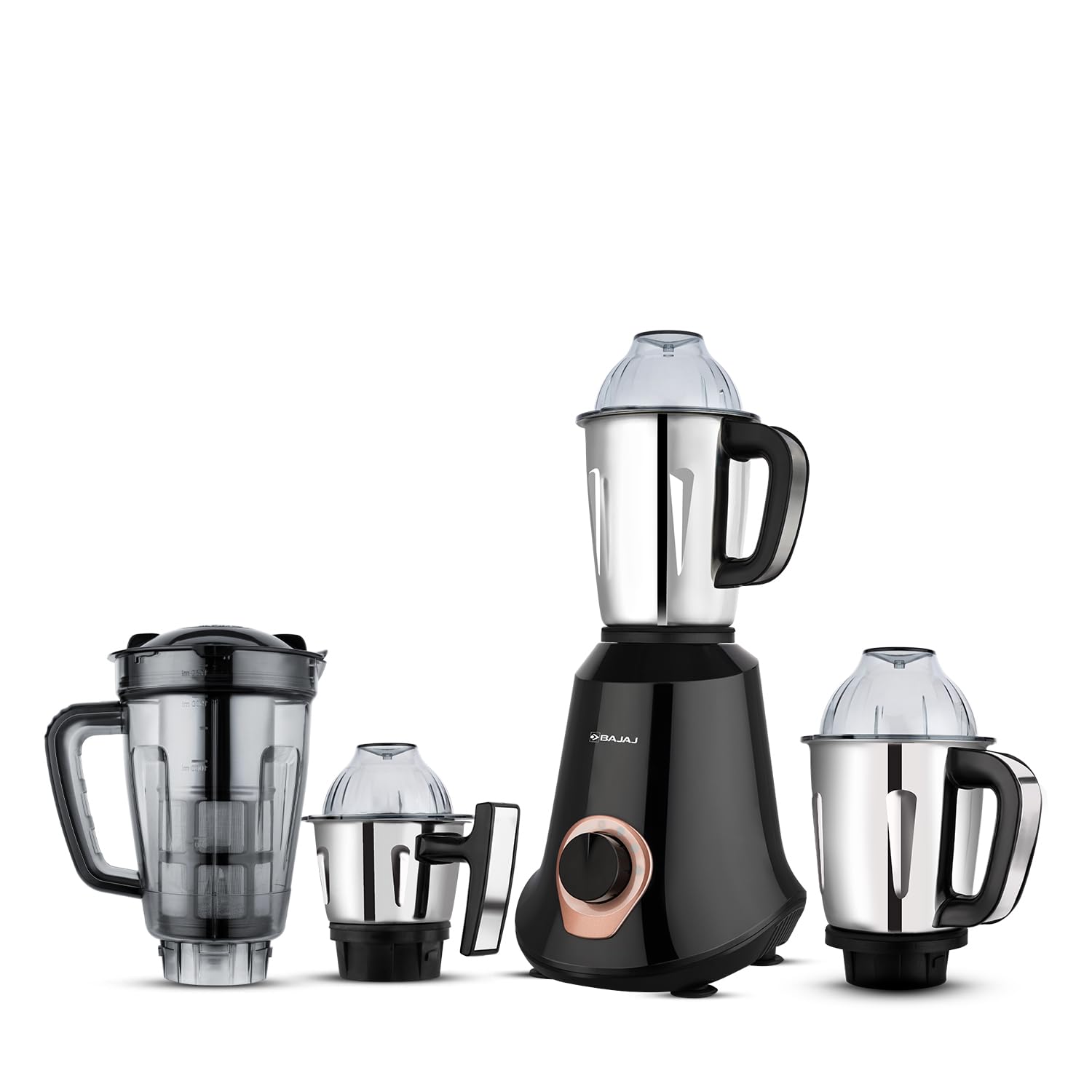Bajaj Military Series Glamore 4 Jar 1000 Watts Mixer Grinder | 3-Speed Control With Pulse Effect Mixie| 2 Years Warranty | Jet Black