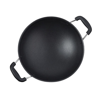 Appachetty Breakfast Pan with Lid | Nonstick Cookware | Appachatty | Chetty Pan | Appam Patra | Round Bottom Kadai | 3mm Thick | Black 22 cm | 1 Year Warranty