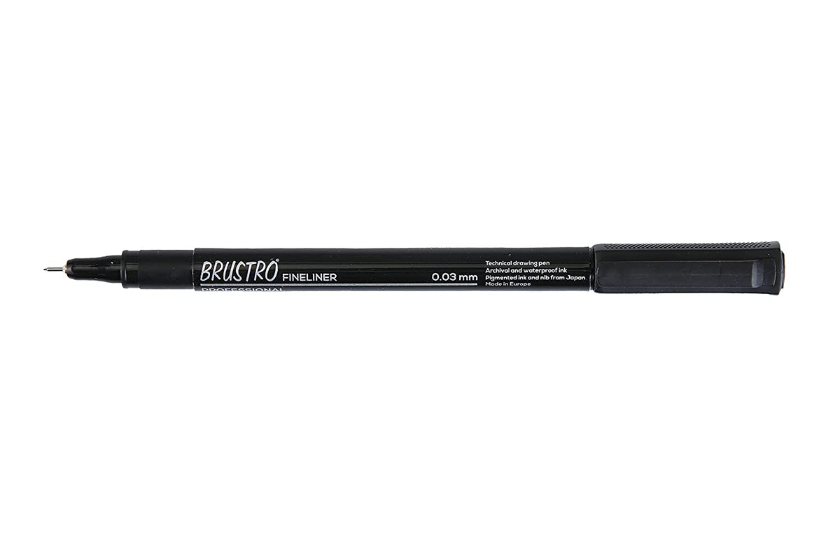 Brustro Professional Pigment Based Fineliner | Black | Set of 10 - Tip Size 0.03mm |Archival Waterproof UV Resistant Ink |Ideal For Technical Drawing,Waterproof,Artist Illustration,Sketching,Mandala