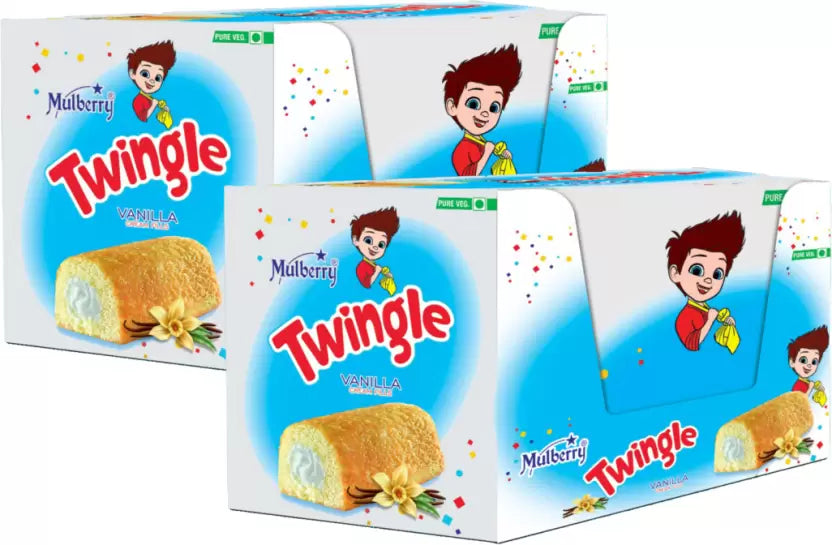 Mulberry foods Mulberry Twingle Vanilla Roll 25gm*12(336g) Mono Outer Cream Filled Biscuit  (2 x 336 g)