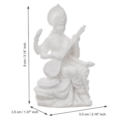 eCraftIndia White Polyresin Goddess Saraswati Statue