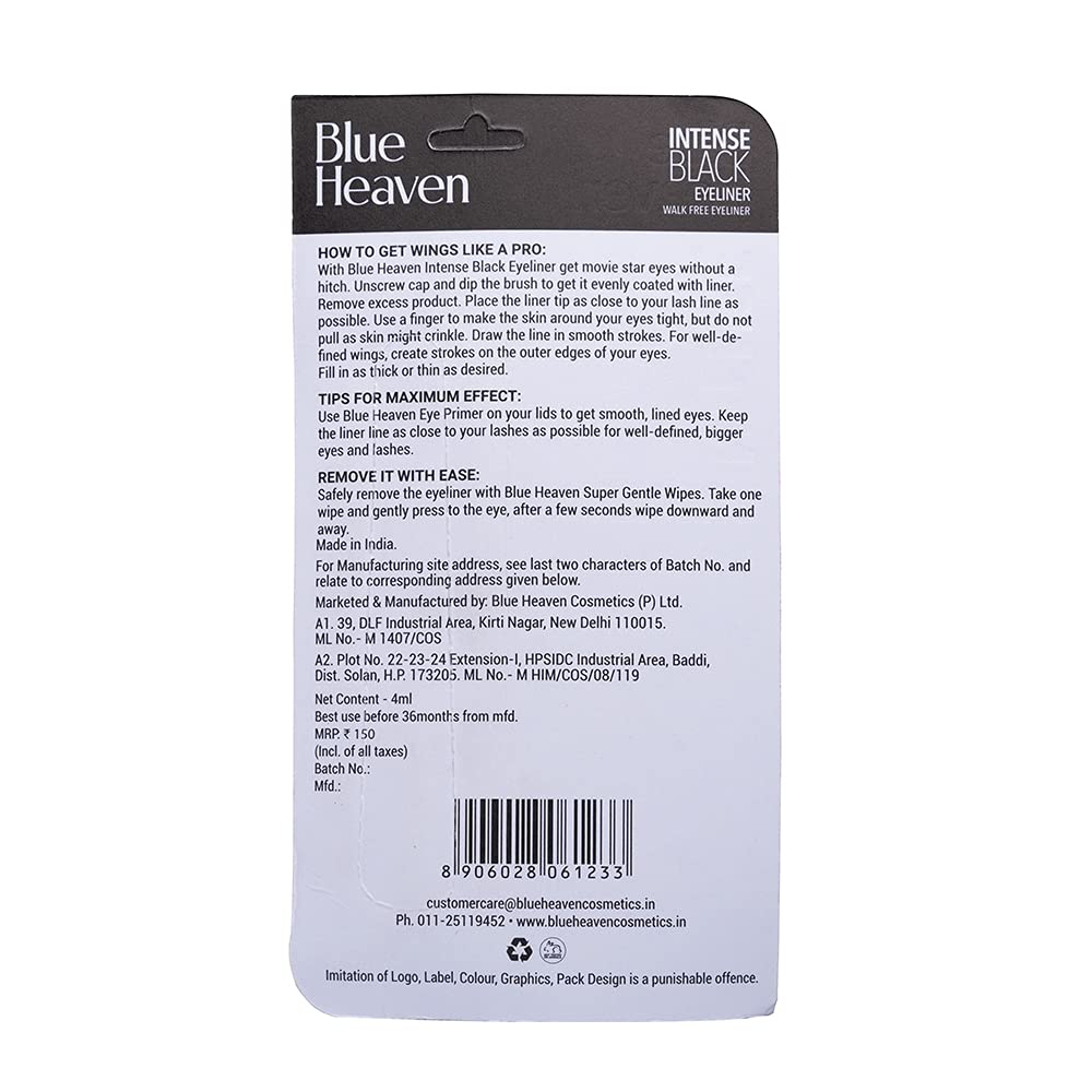 Blue Heaven Intense Black Liquid Eyeliner Glide-On (4 ml)