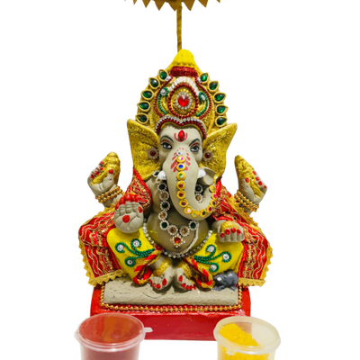Eco-Friendly Ganesh Idols (Non-Toxic Colors) With Chatri, Kumkum & Akshat