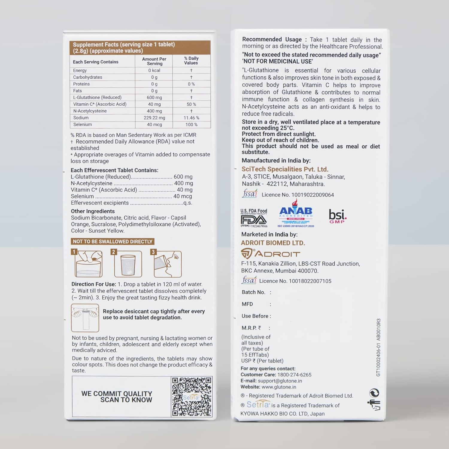 Glutone 1000 Setria L-Glutathione Effervescent Tablets – Himkhand