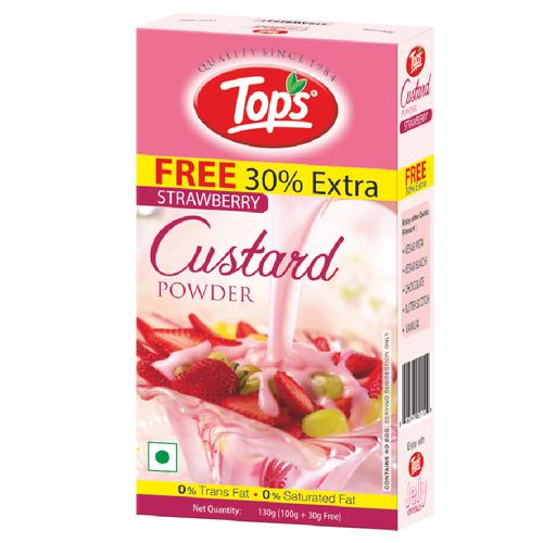 Tops Custard Powder - Strawberry, 130 g Carton