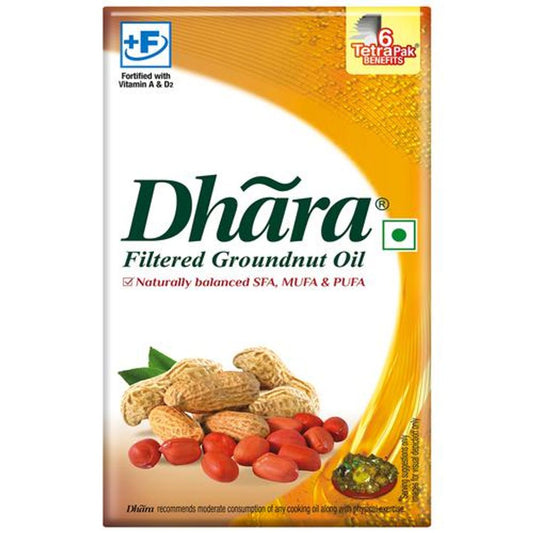 Dhara Groundnut Oil, 1 L Carton