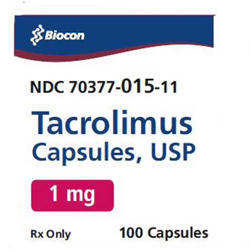 Tacrolimus Capsules 1 mg by Biocon Pharma 100 Count (RX)