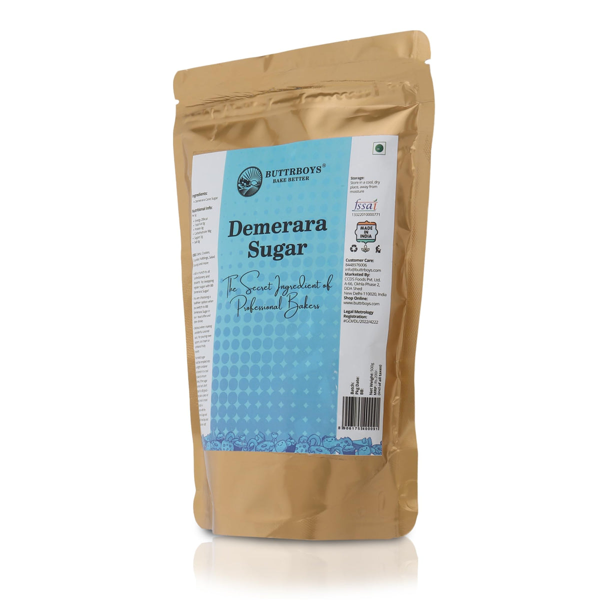 ButtrBoys Demerara SugarNatural Brown Sugar, Healthy & Wholesome | Powdered Brown Sugar for Baking, Tea, & Coffee, 500 Grams