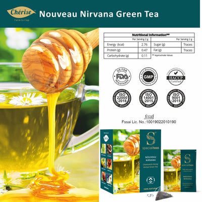 Cherise Specialiteas Nouveau Nirvana Chamomile Honey Herbal Green Tea (2 g x 25 Pyramid Tea Bags)