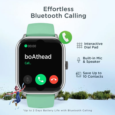 boAt Wave Edge Smart Watch with 1.85" HD Display, Advanced Bluetooth Calling Chip, Functional Crown, 100+ Sports Modes,Widget Control,AI Voice Assistance,Inbuilt Games, IP68(Sage Green)