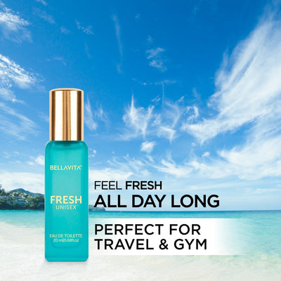 Bella Vita Luxury Skai Aquatic EDC & Fresh EDT Unisex Perfume Combo with Bergamot,Ylang Ylang,Pink Pepper|Long Lasting Fragrance Scent|Pack of 2, 20Ml Each