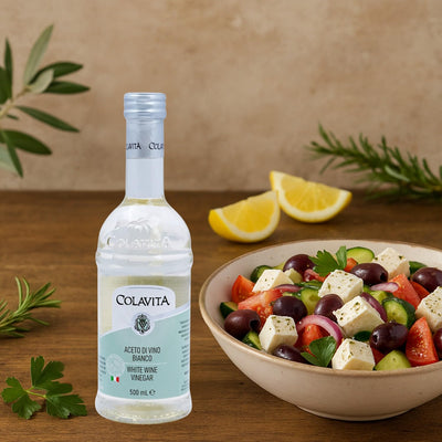 Colavita White Italian Condiment 500ml | Pairs well with Meats, White Sauces, Vegetables, Salads, Fish, and Rice | No Artificial Colors