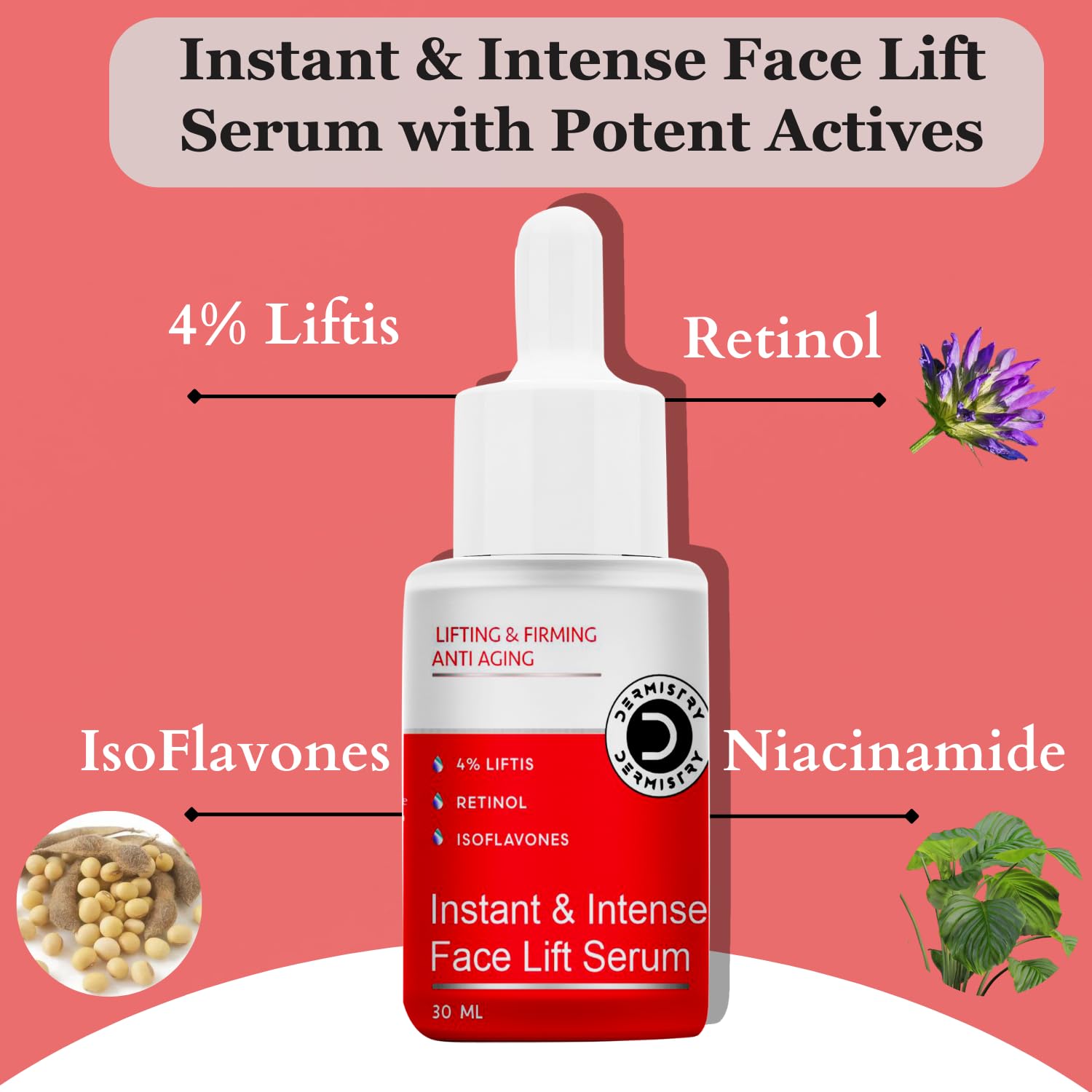 Dermistry Anti Aging Repair Protect Night Cream Retinol Hyaluronic Acid Wrinkles Fine Lines + Instant Intense Skin Lifting Firming Face Serum (Pack of 2_80ml)
