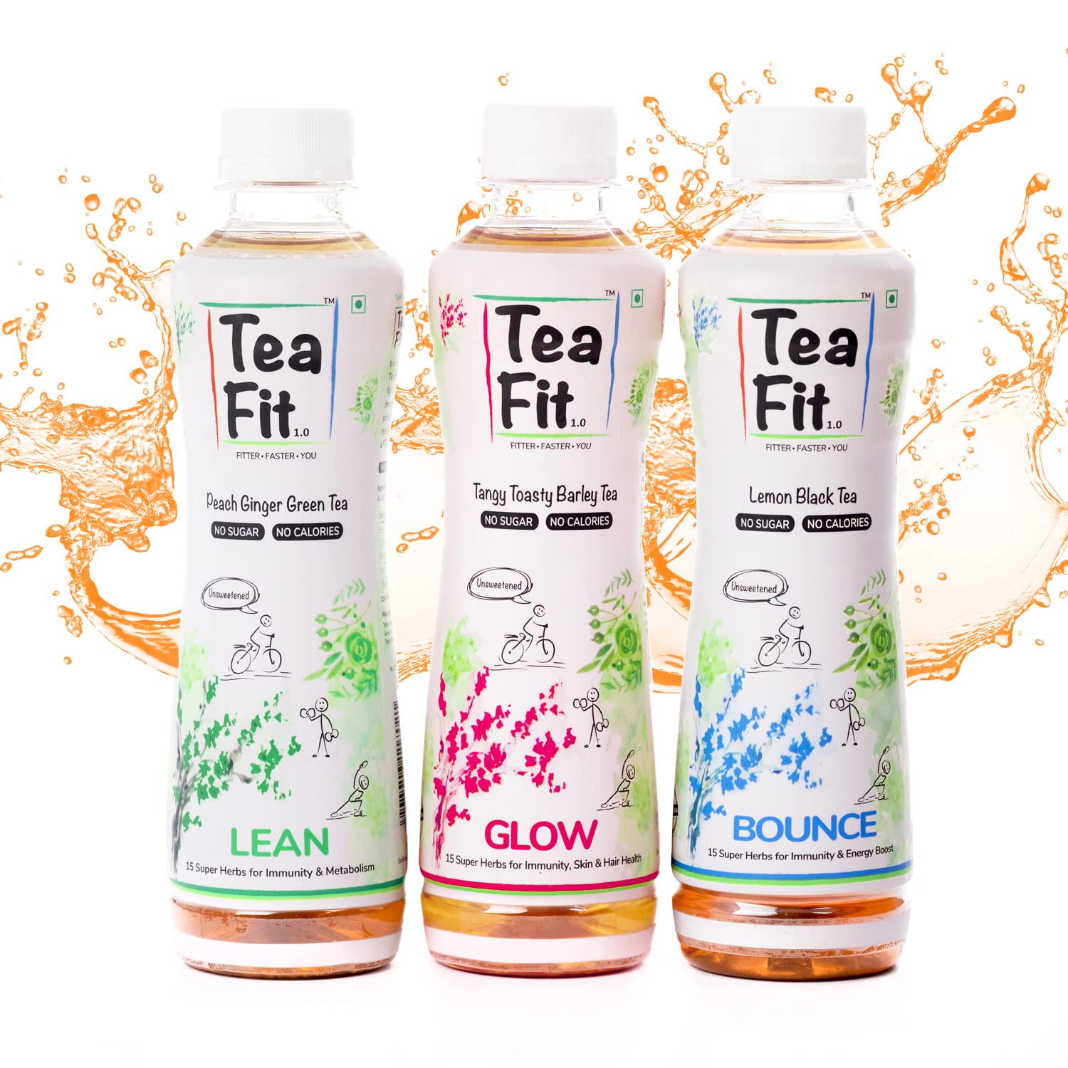 TeaFit ZERO SUGAR Ice Tea (Pack of 6-300ml each) Freshly Brewed & Unsw ...